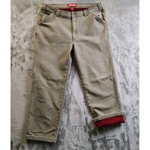 Coleman Fleece‎ Lined Pants Mens 36x30 Utility Brown Tan Khaki